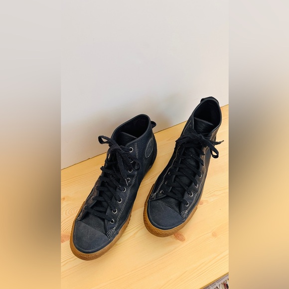 Converse All Star Navy Leather High-Top Athletic Shoes - Picture 3 of 8